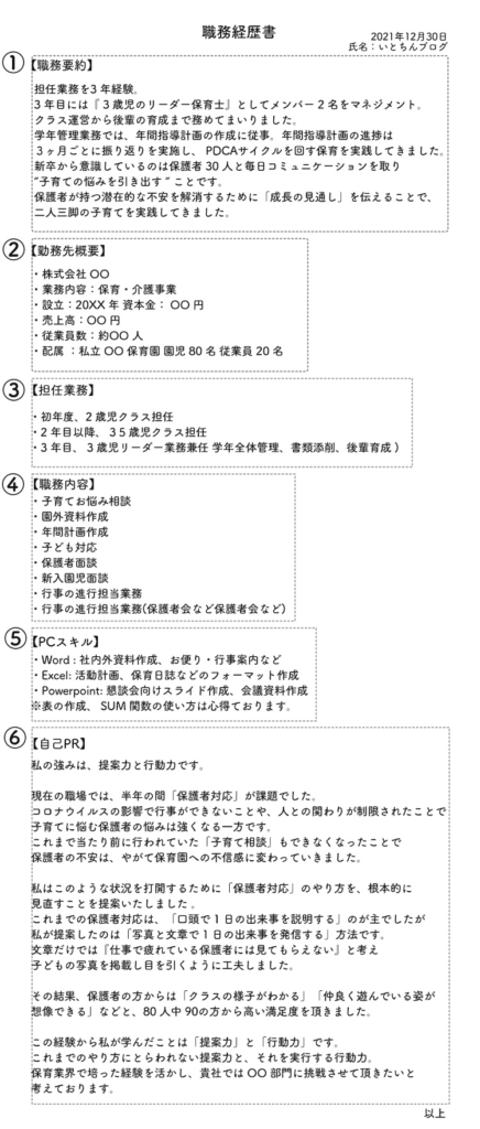 職務経歴書の例