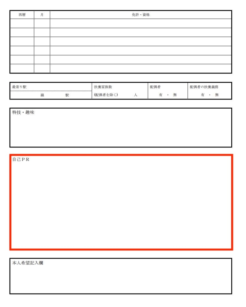 履歴書の自己PR 例文