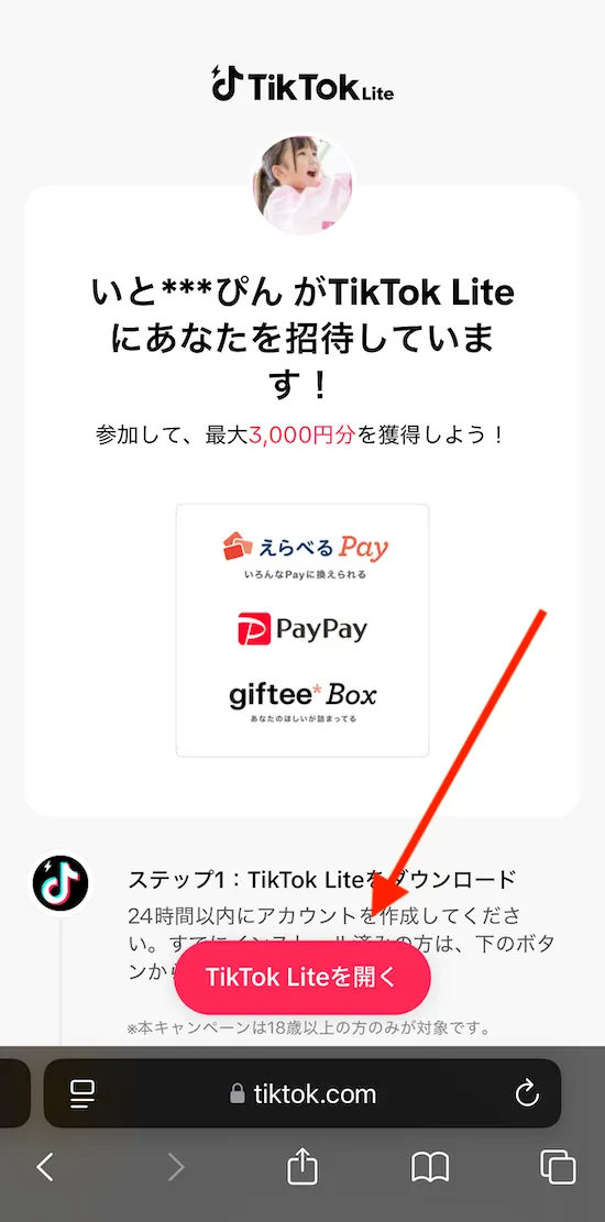 tiktok lite 3,000円