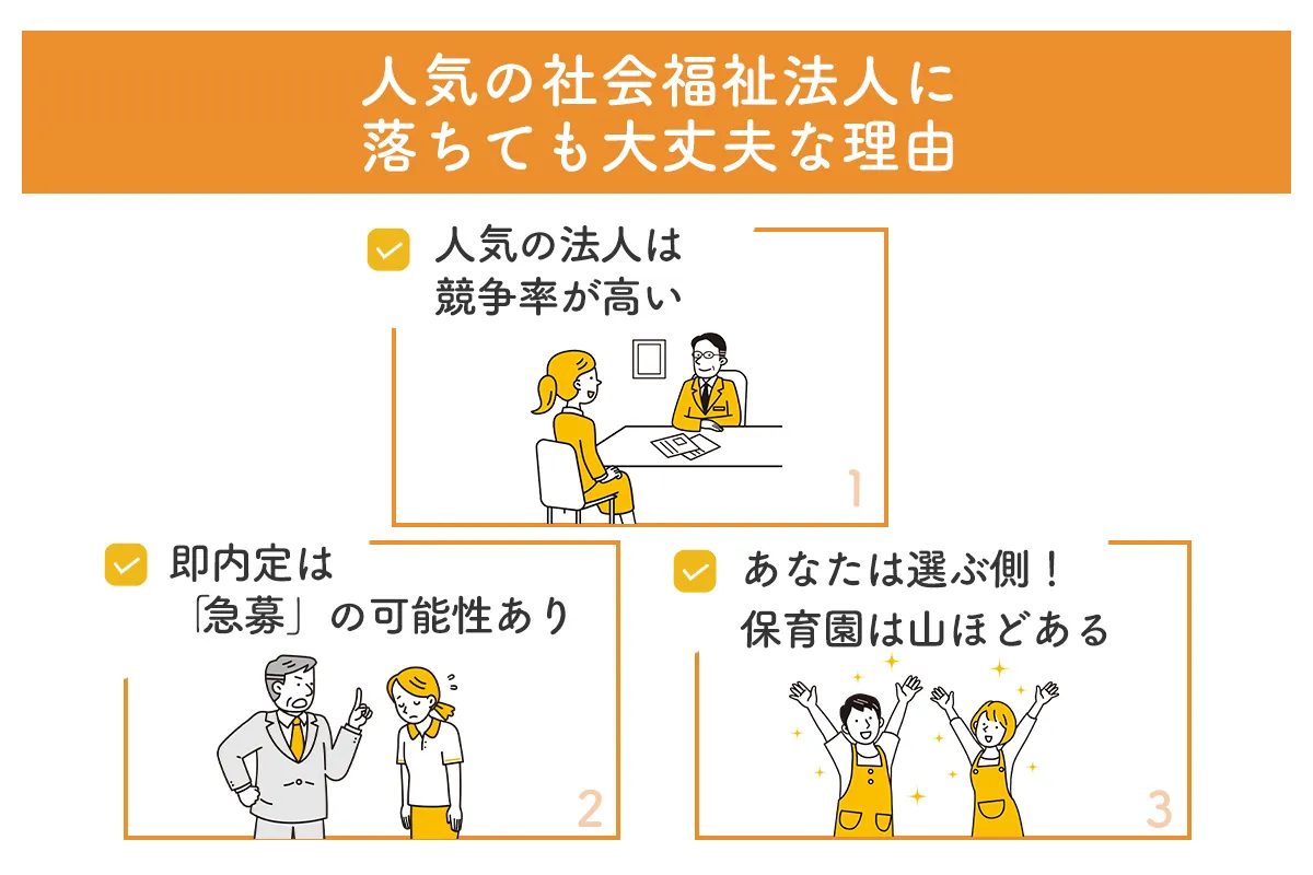 人気の社会福祉法人に落ちても大丈夫な理由